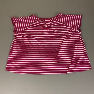 St John's Bay Blouse Top Women's Plus Size 3X Red White Striped Cap Sleeve